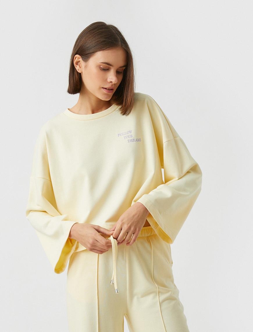   Kolları Geniş Bisiklet Yaka Pijama Üstü