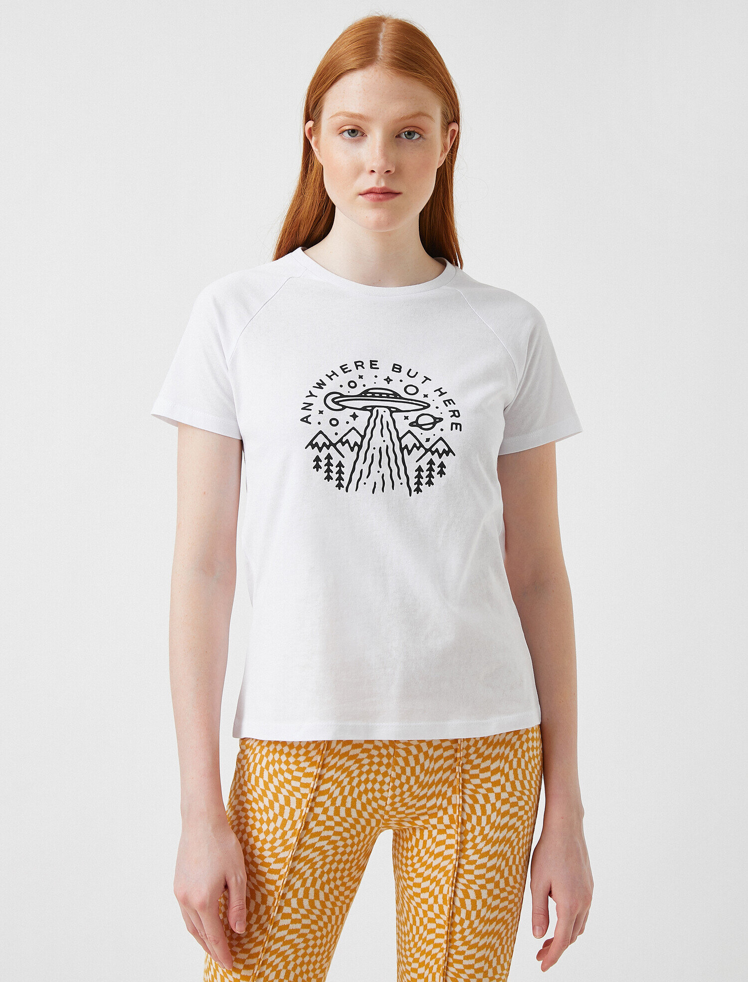   Baskılı Kısa Kollu Pamuklu Tişört