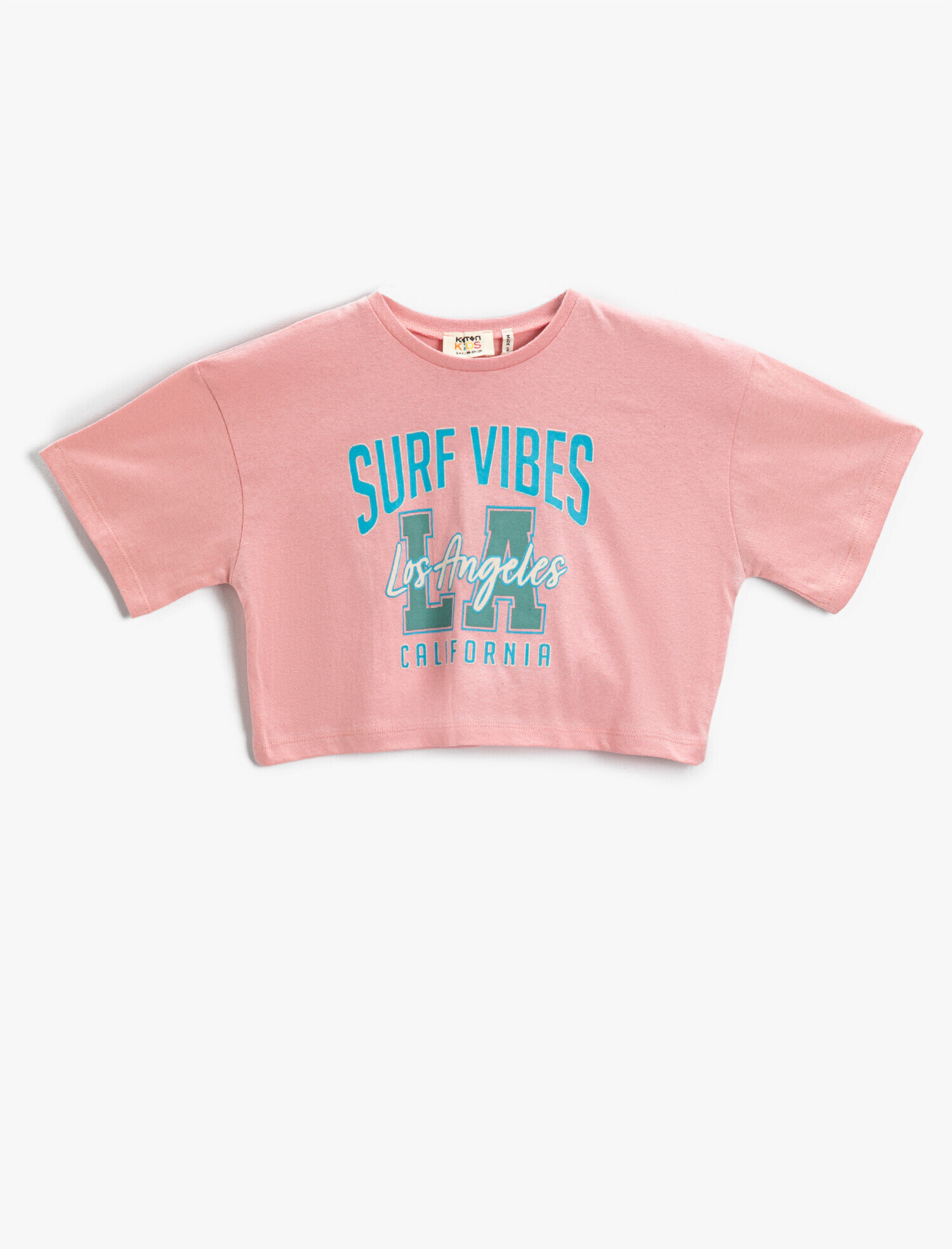  Kız Çocuk Şehir Baskılı Crop Tişört Pamuklu Kısa Kollu