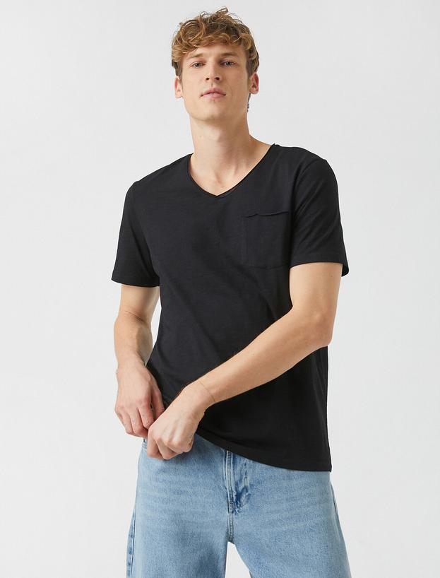  V Yaka Standart Fit Basic Tişört
