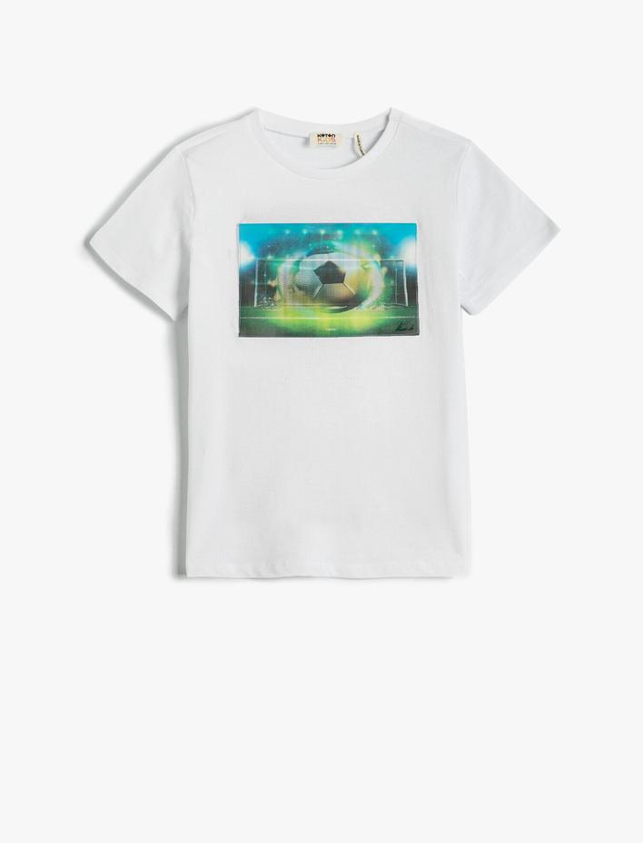 Erkek Çocuk Futbol Hologramlı Kısa Kollu Tişört Pamuklu