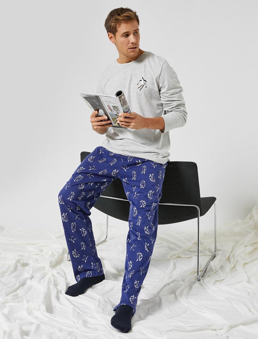   Desenli Pamuklu Pijama Takımı