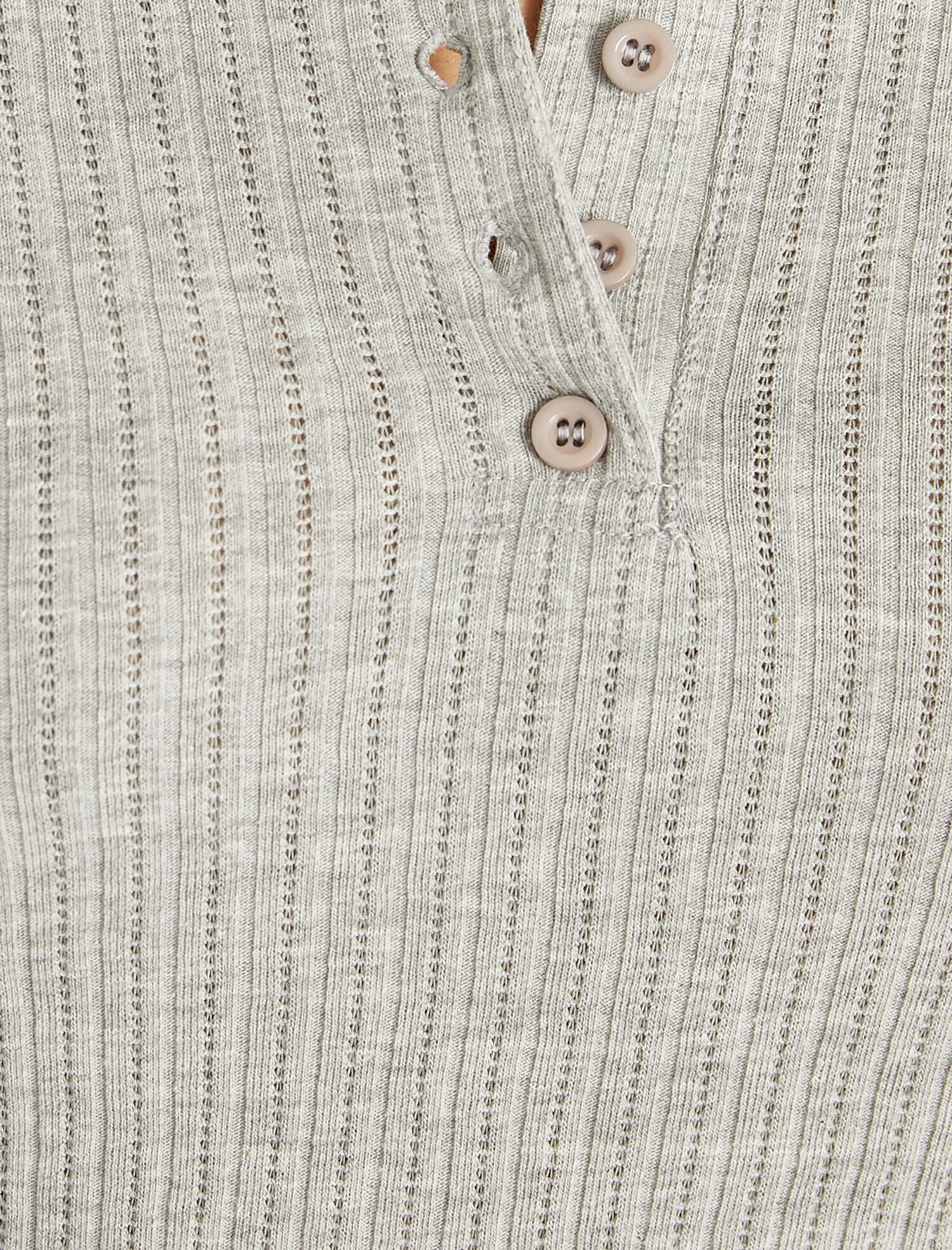   Düğmeli Bisiklet Yaka Uzun Kollu Pijama Üstü