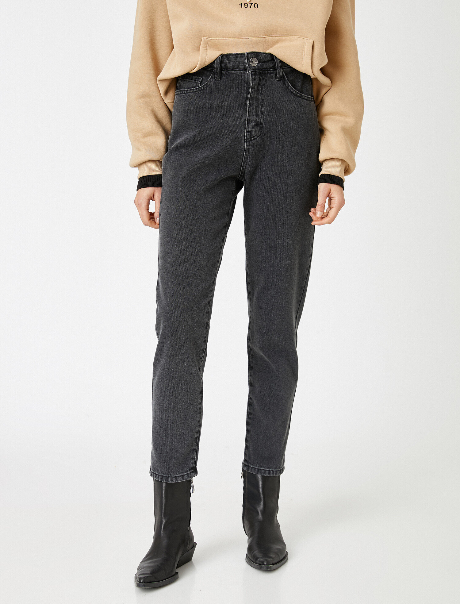   Mom Jean Pantolon Yüksek Bel  Pamuklu