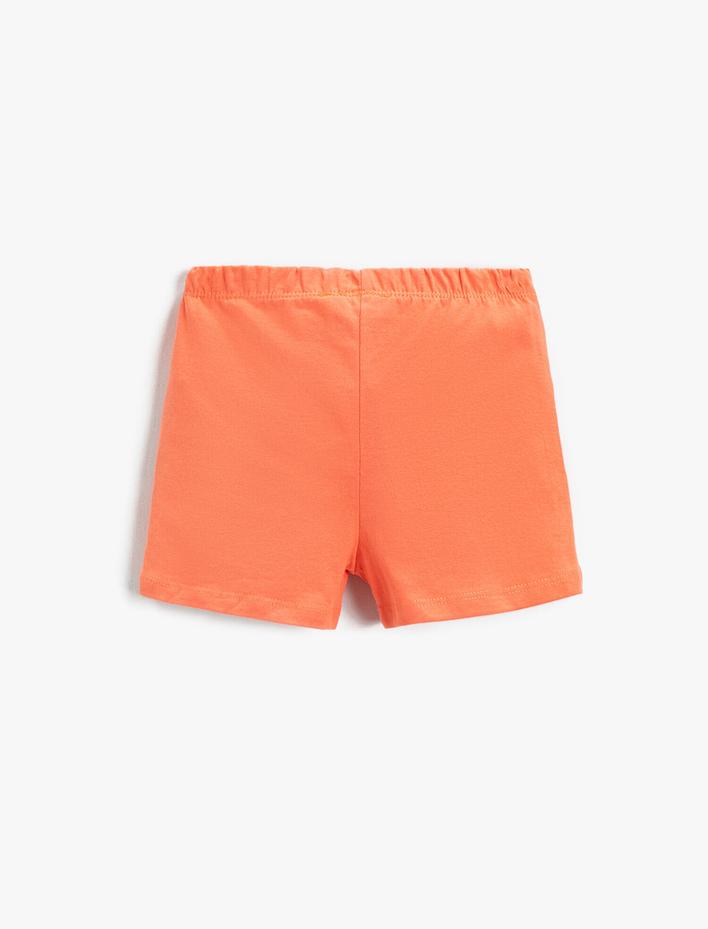 Kız Çocuk Şort Pamuklu Beli Bağcıklı Flamingo Baskılı