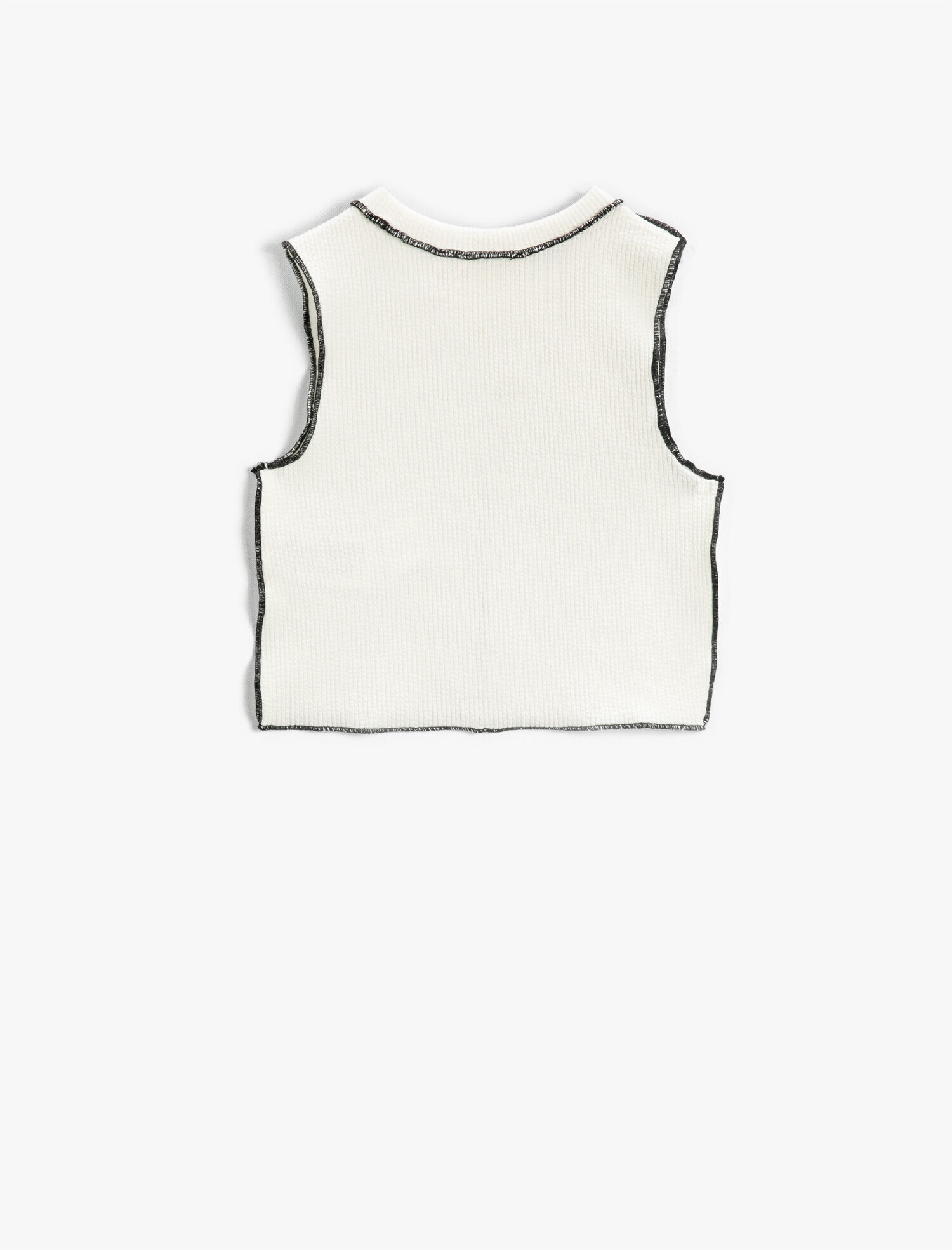  Kız Çocuk Crop Atlet Süs Dikişli Bloklu