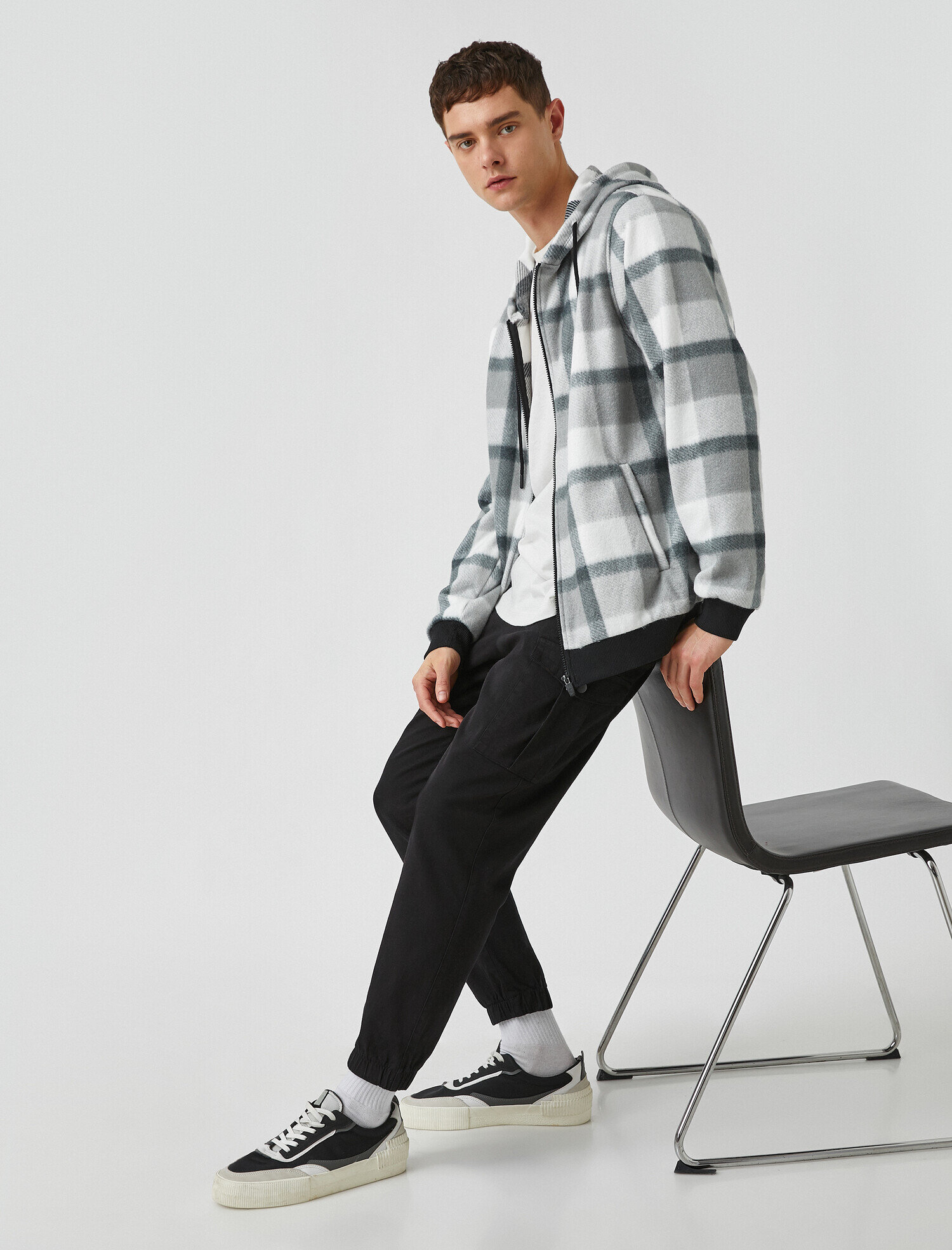   Ekose Polar Kapşonlu Sweatshirt