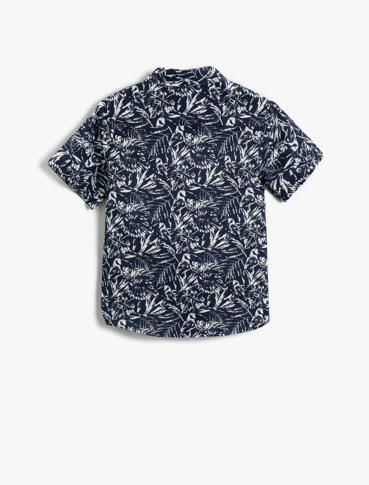  Erkek Çocuk Yaprak Baskılı Kısa Kollu Gömlek Pamuklu