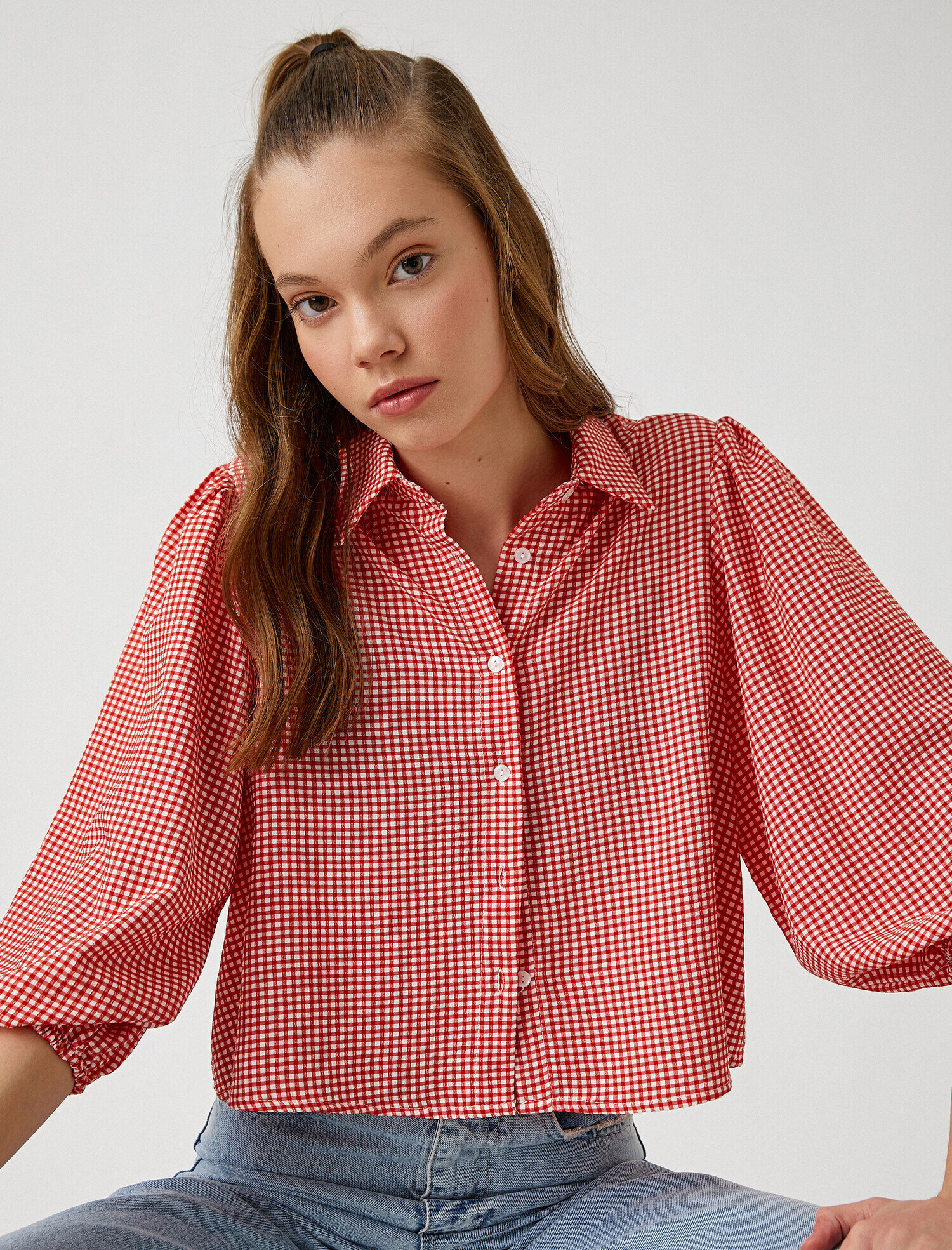   Balon Kollu Düğmeli Gömlek