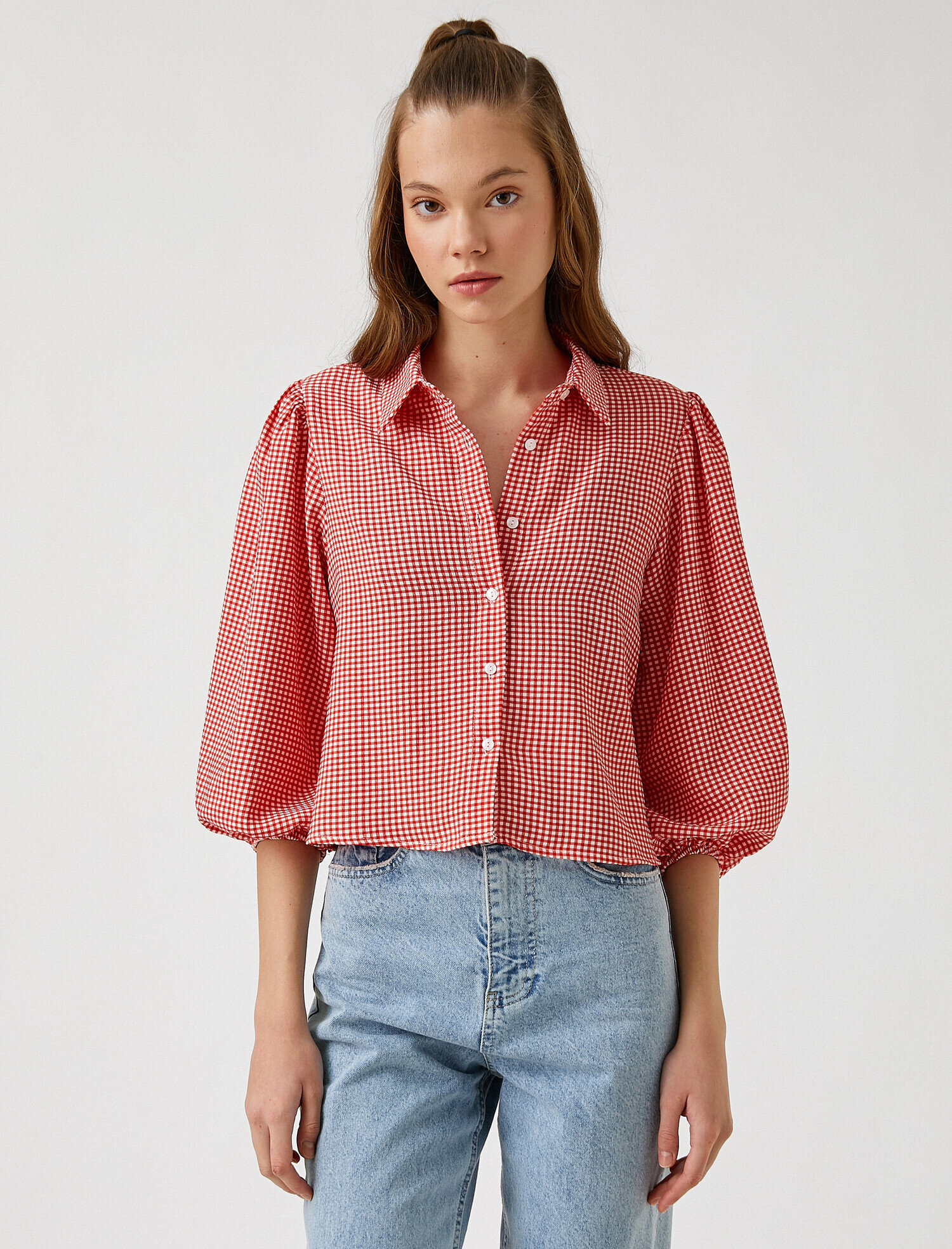   Balon Kollu Düğmeli Gömlek