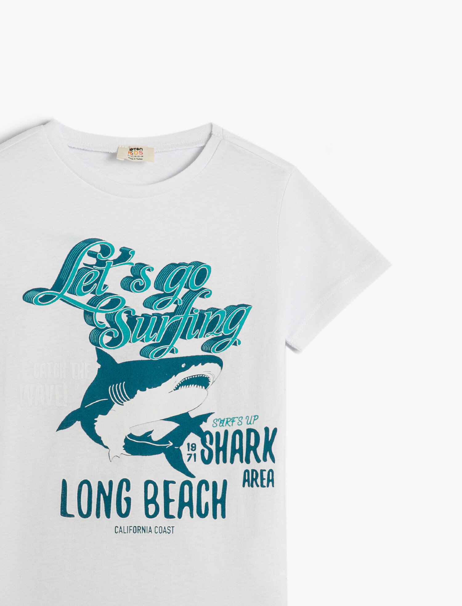  Erkek Çocuk Köpek Balığı Baskılı Kısa Kollu Tişört Pamuklu