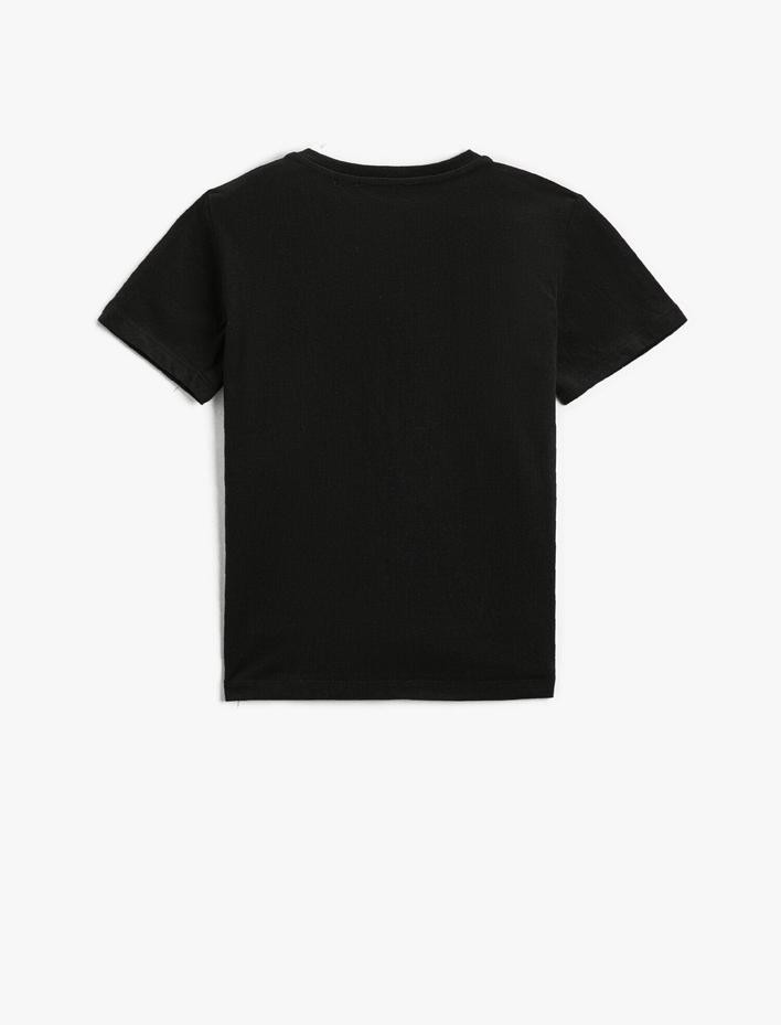 Erkek Çocuk Dinozor Hologramlı Kısa Kollu Tişört Pamuklu