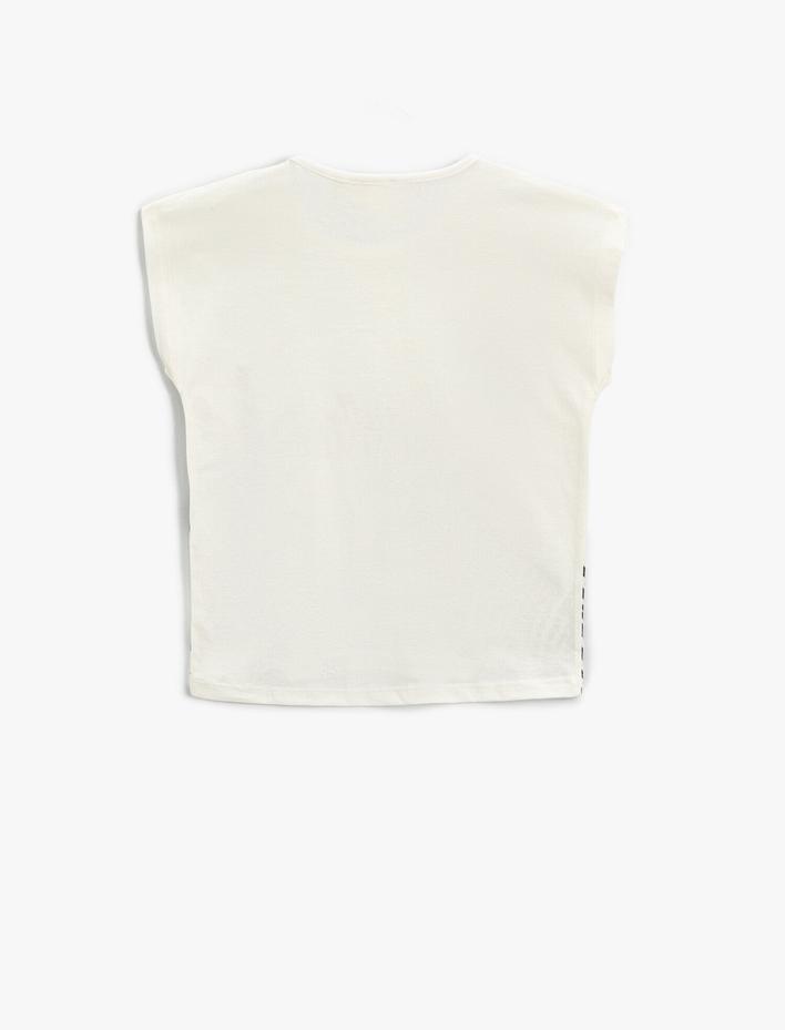 Kız Çocuk Zebra Baskılı Kısa Kollu Tişört Pamuklu