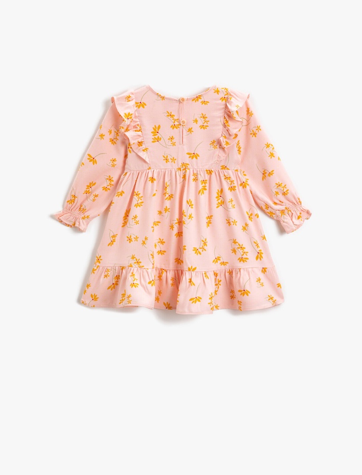 Kız Bebek Elbise Çiçek Baskılı Fırfırlı