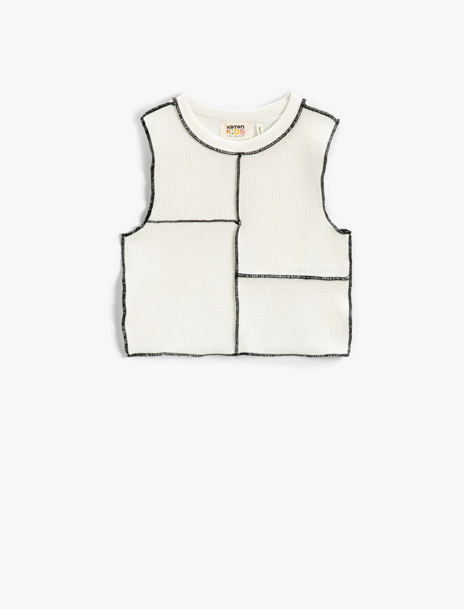  Kız Çocuk Crop Atlet Süs Dikişli Bloklu