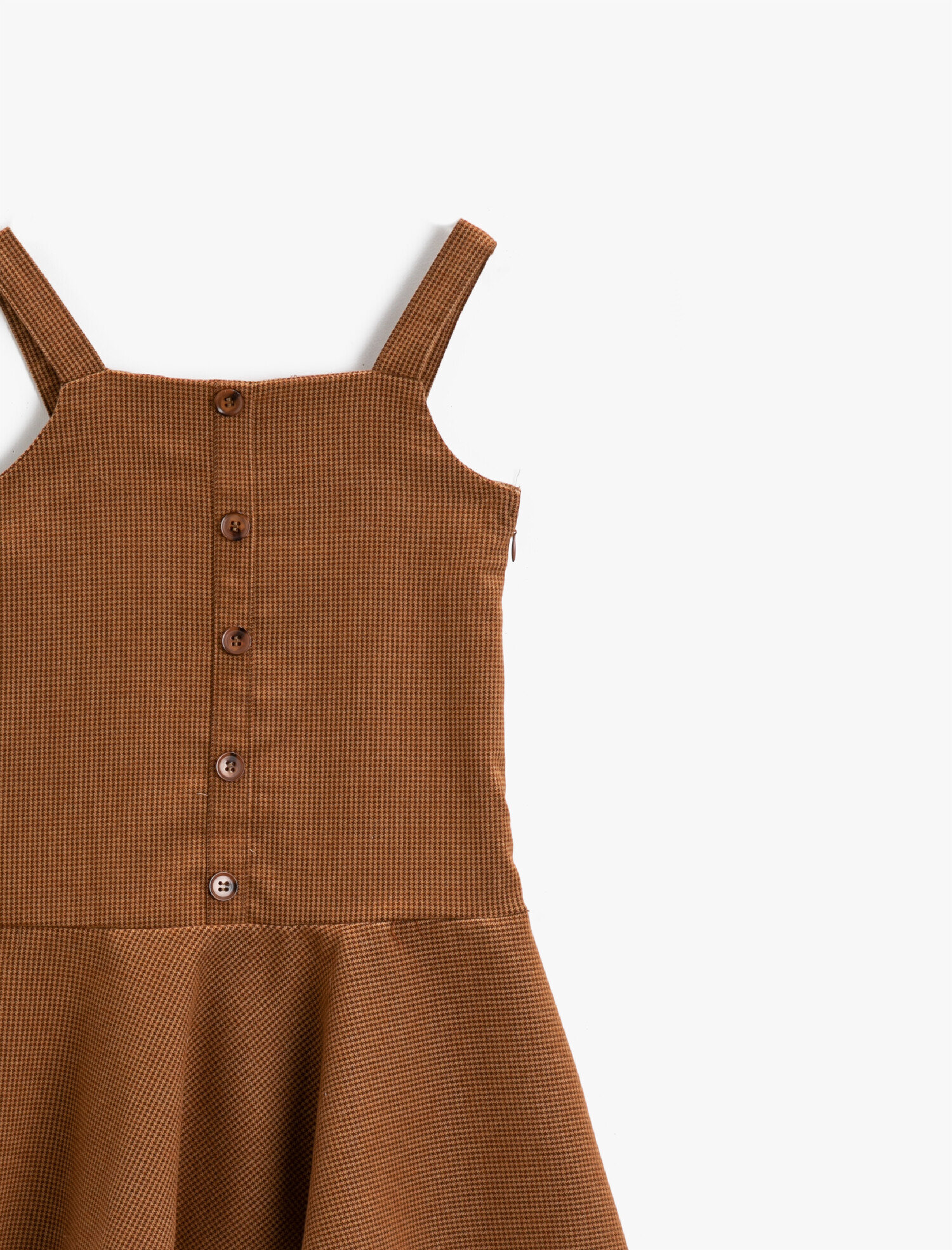  Kız Çocuk Fırfırlı Kareli Askılı Elbise