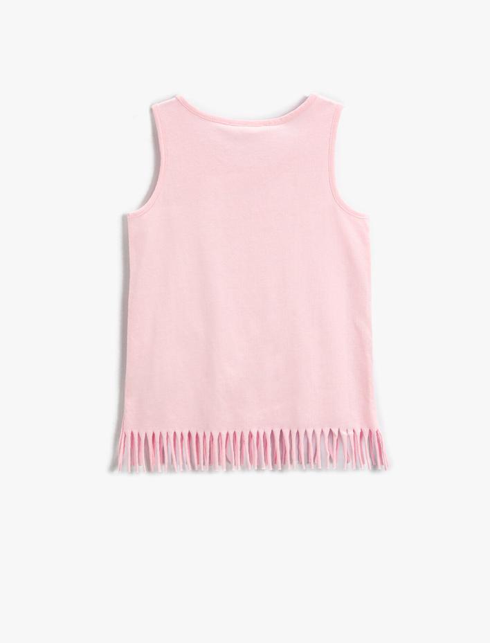 Kız Çocuk Unicorn Baskılı Püsküllü Atlet Pamuklu