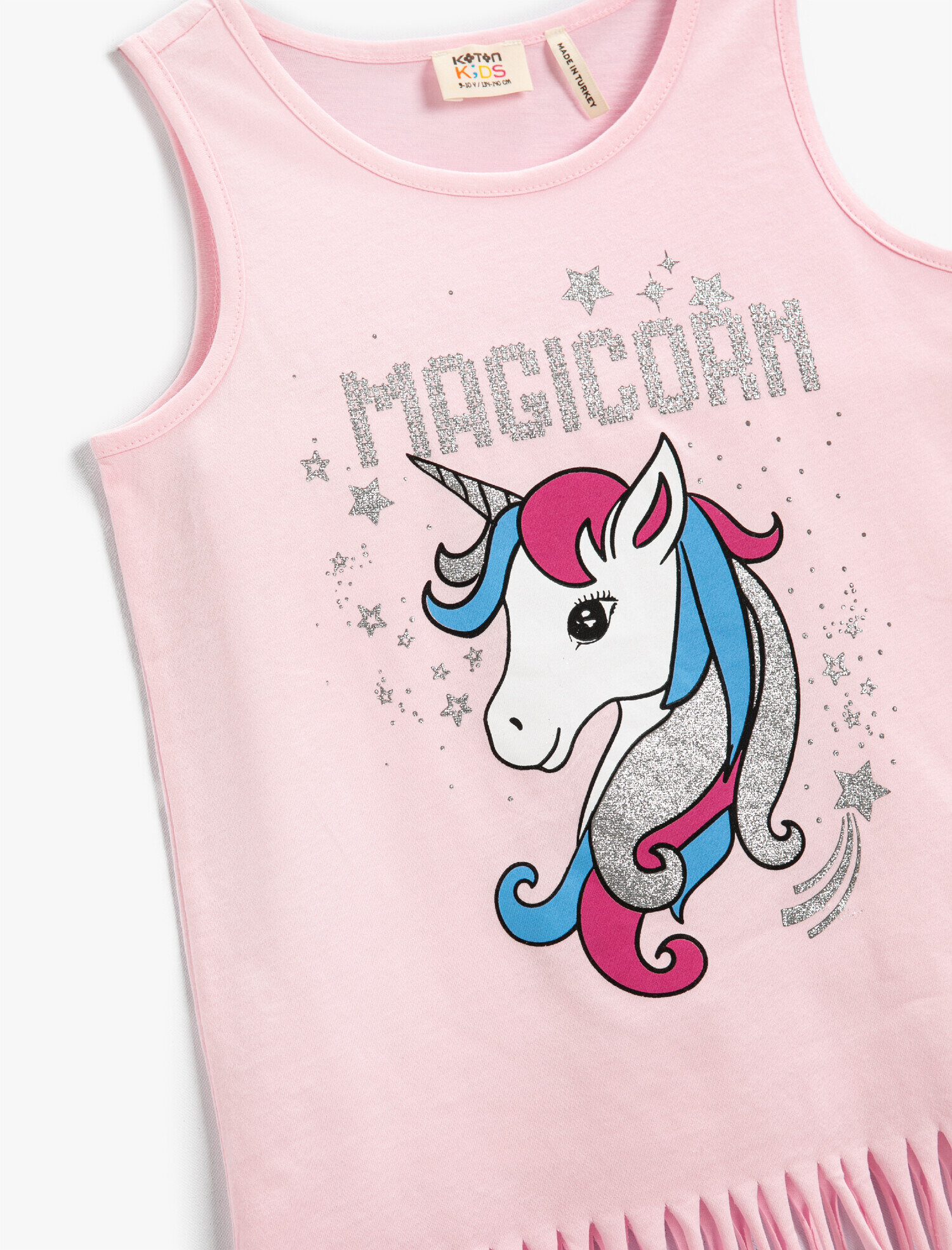  Kız Çocuk Unicorn Baskılı Püsküllü Atlet Pamuklu