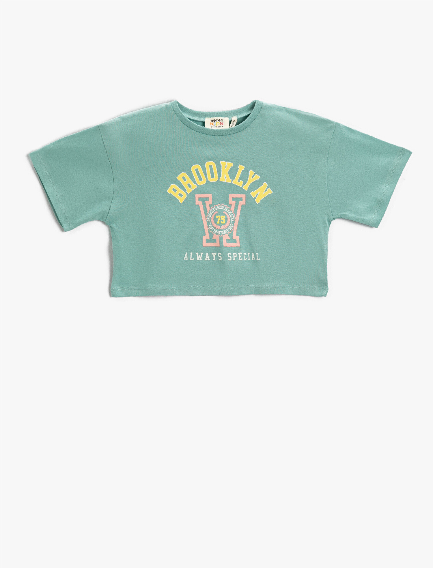  Kız Çocuk Şehir Baskılı Crop Tişört Pamuklu Kısa Kollu