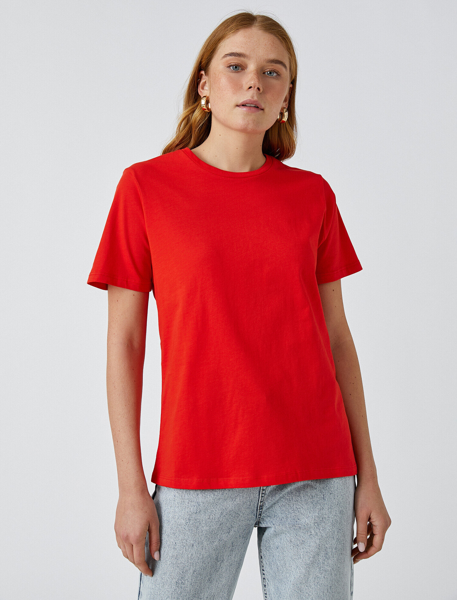   Bisiklet Yaka Kısa Kollu Pamuklu Basic Tişört