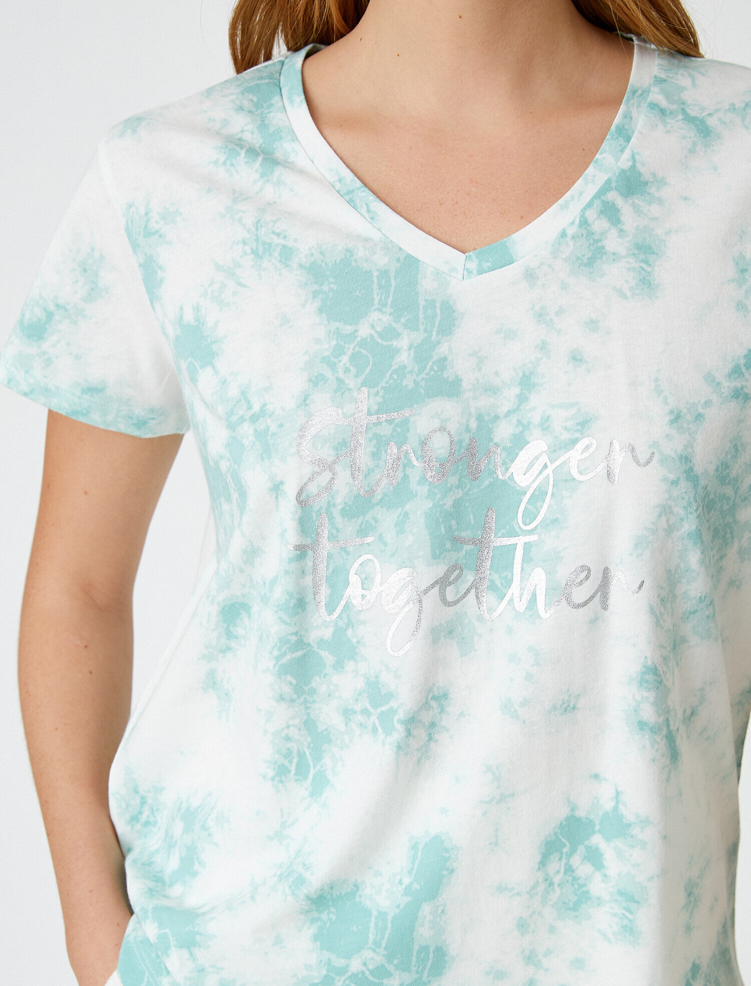   Kısa Kollu Desenli Pamuklu Tişört