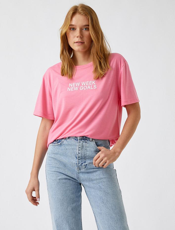  Bisiklet Yaka Baskılı Tişört