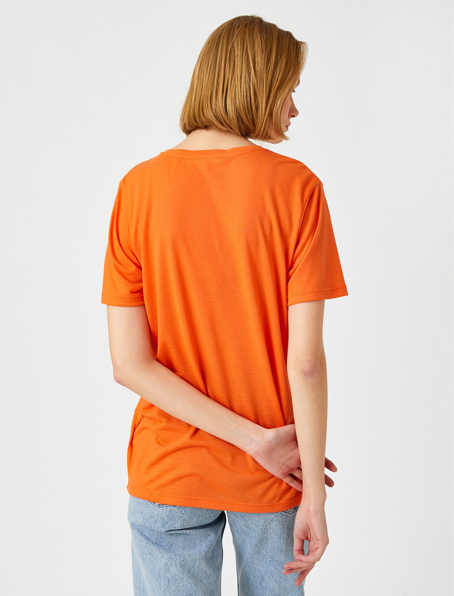   Bisiklet Yaka Baskılı Kısa Kollu Tişört