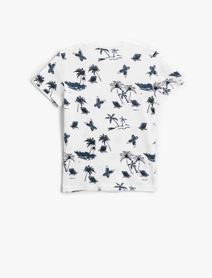 Erkek Çocuk Yaz Temalı Baskılı Kısa Kollu Tişört Pamuklu