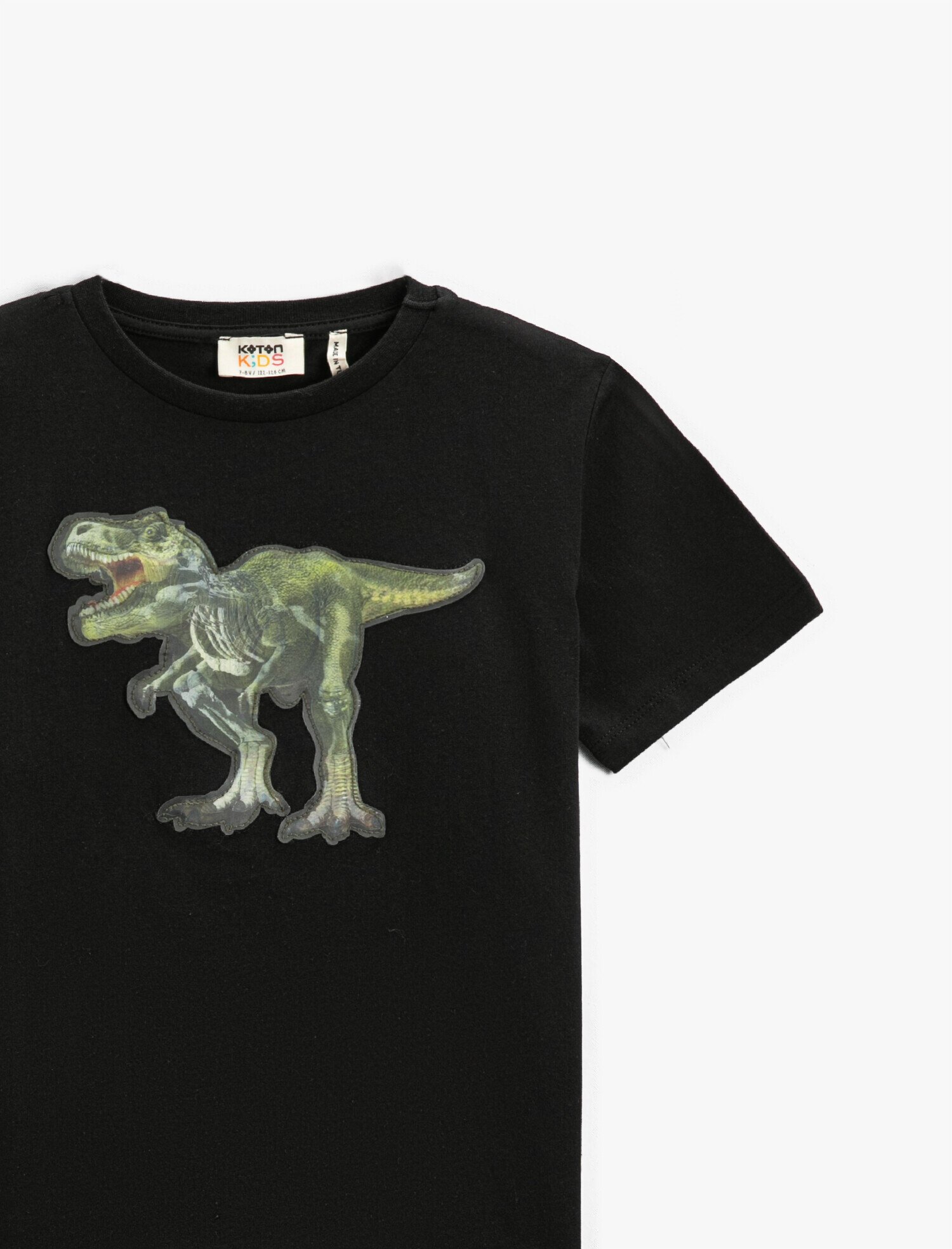  Erkek Çocuk Dinozor Hologramlı Kısa Kollu Tişört Pamuklu