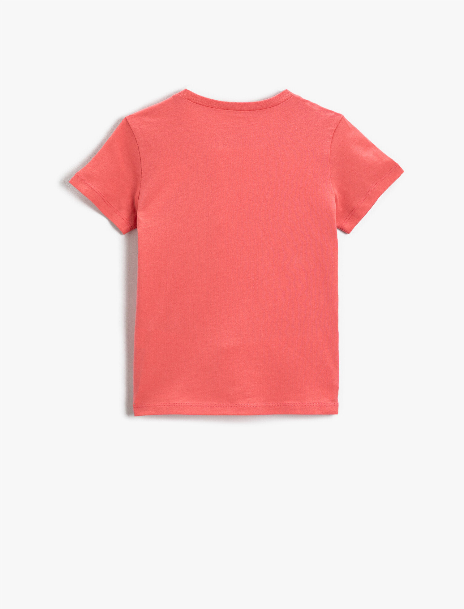  Kız Çocuk Kedi Baskılı Kısa Kollu Tişört Pamuklu Bisiklet Yaka