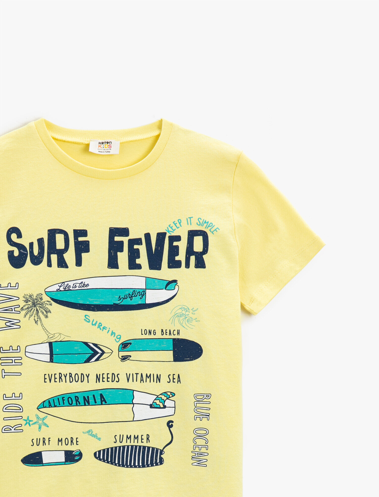  Erkek Çocuk Sörf Baskılı Kısa Kollu Tişört Pamuklu
