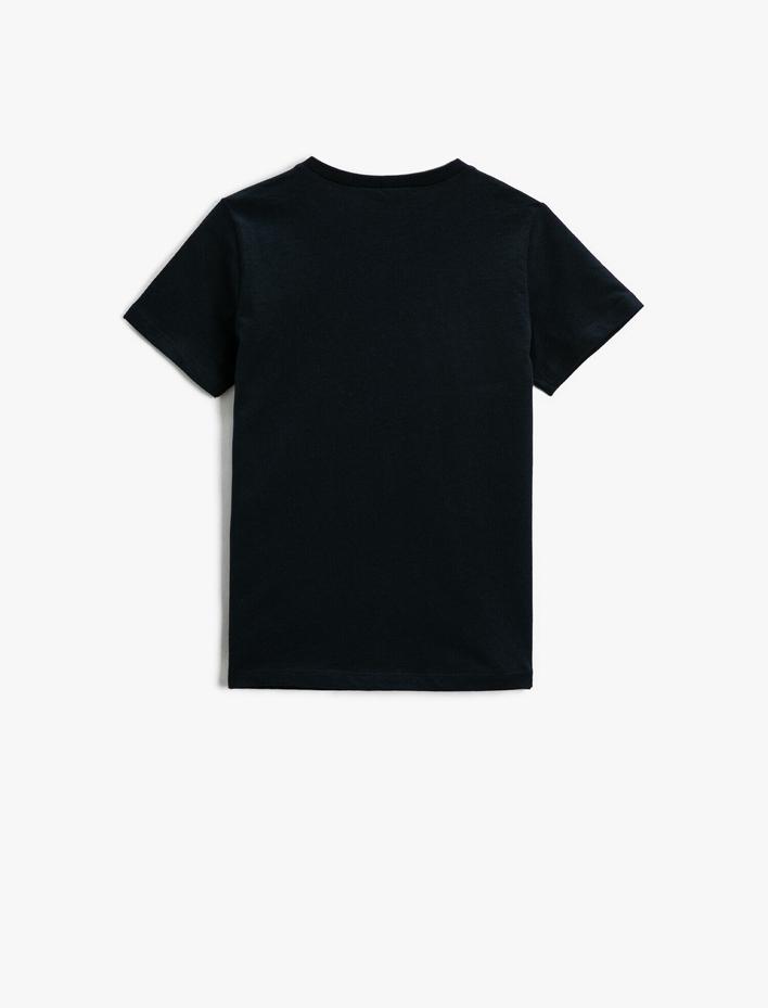 Erkek Çocuk Baskılı Kısa Kollu Tişört Pamuklu Bisiklet Yaka