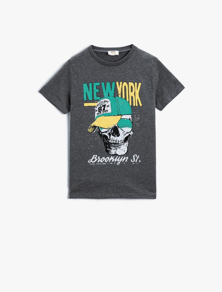 Erkek Çocuk Kuru Kafa Baskılı Tişört Kısa Kollu