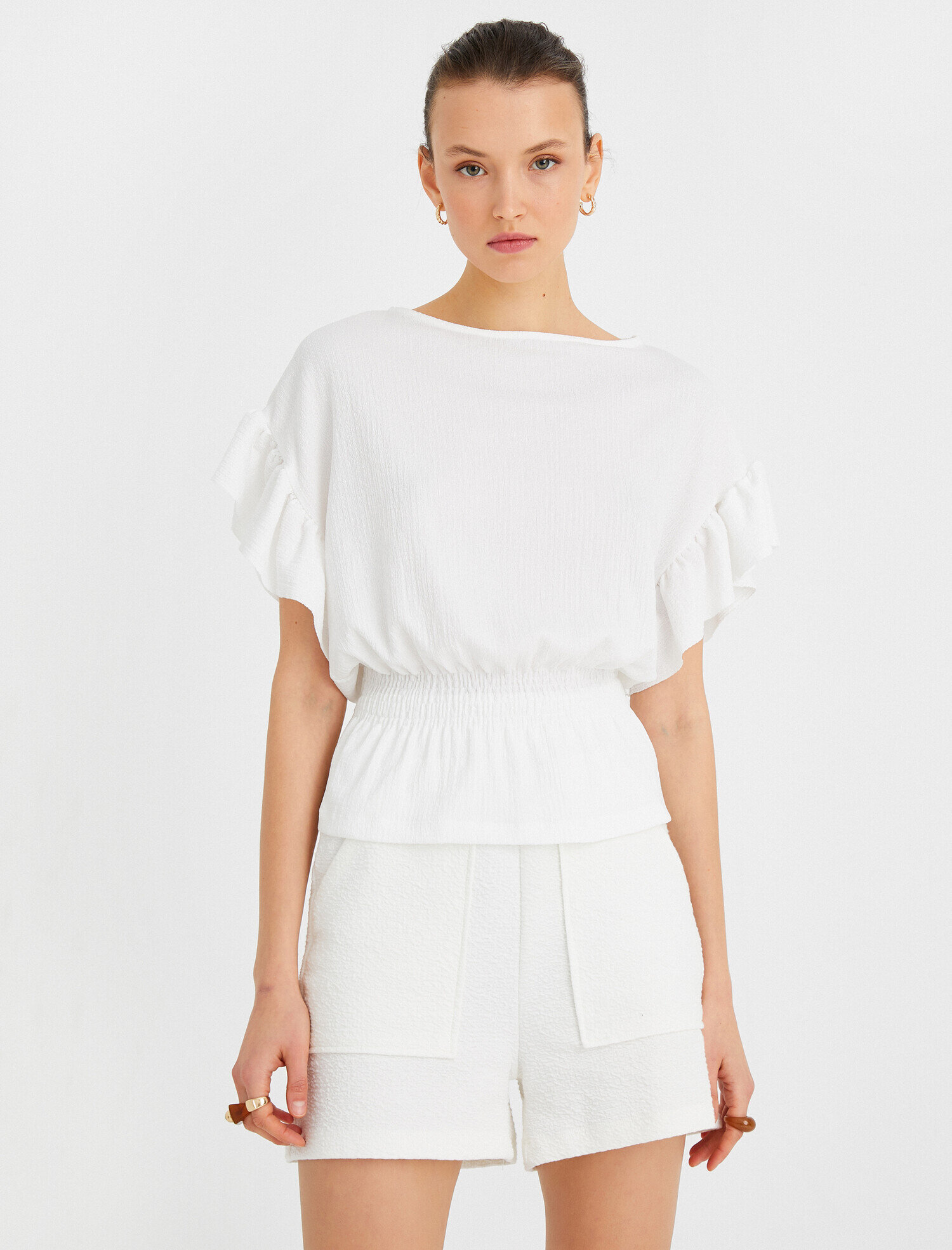   Fırfırlı Kısa Kollu Bluz