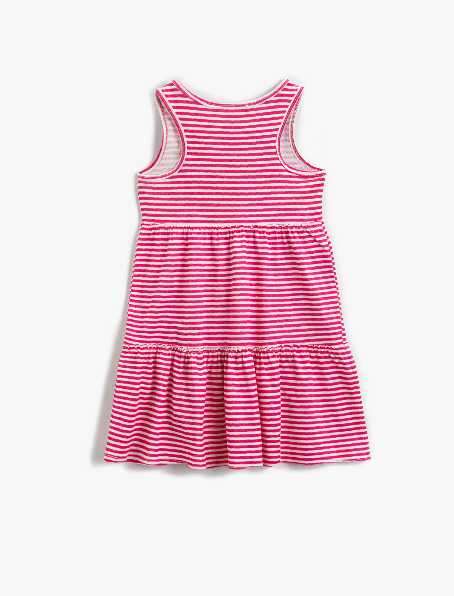  Kız Çocuk Çiçekli Çizgili Kolsuz Elbise Pamuklu