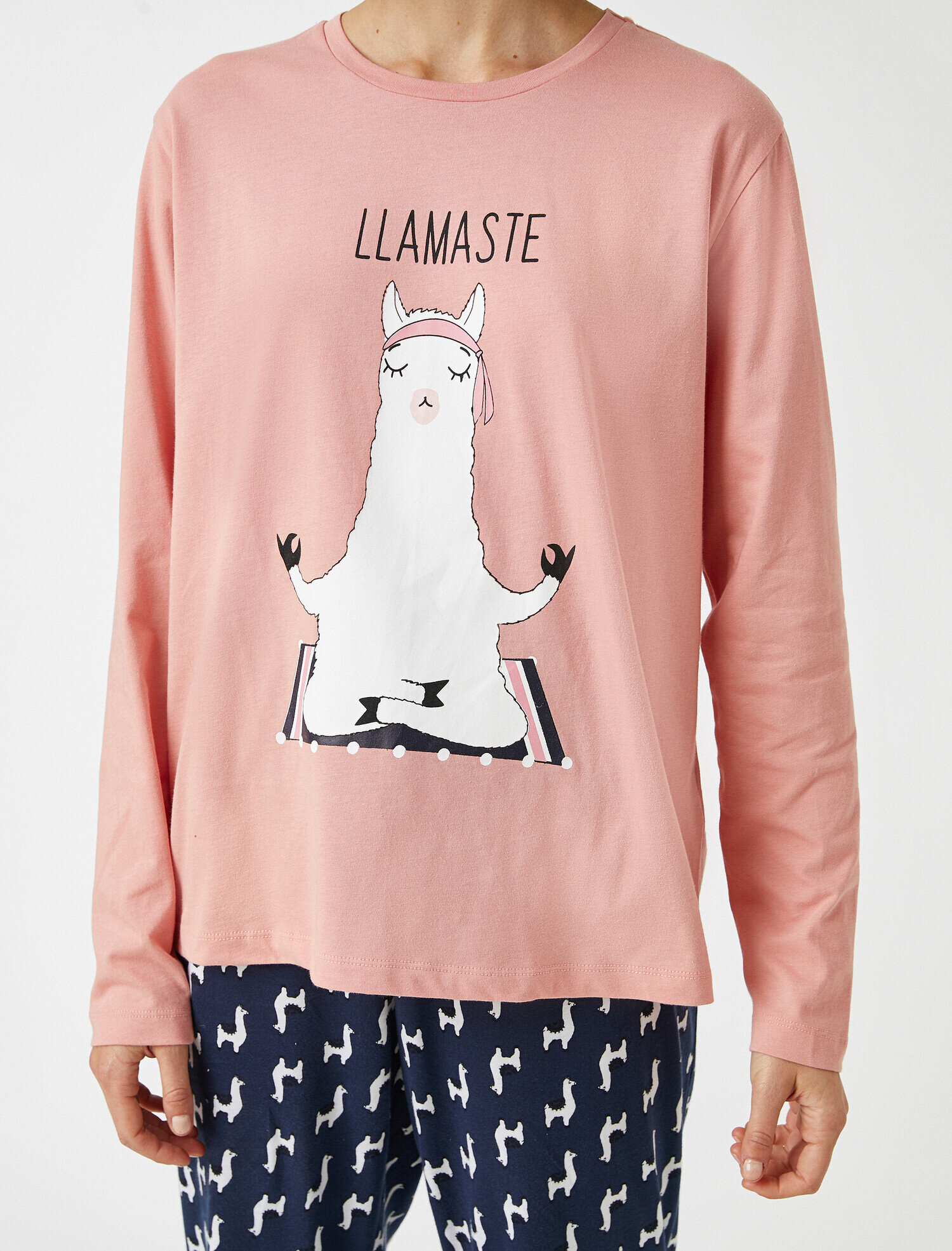   Desenli Baskılı Uzun Kollu Pamuklu Pijama Takımı