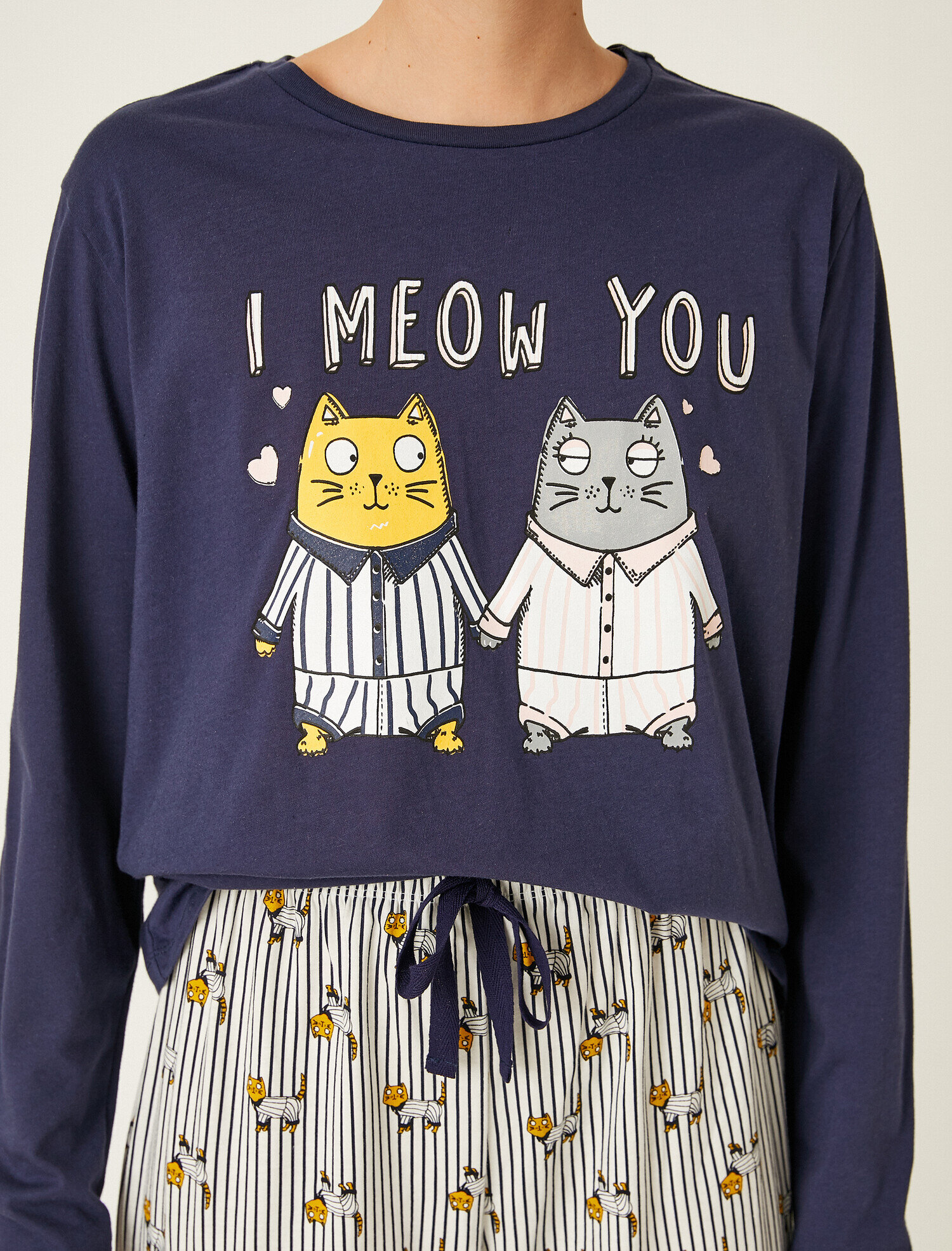   Pamuklu Baskılı Uzun Kollu Pijama Takımı