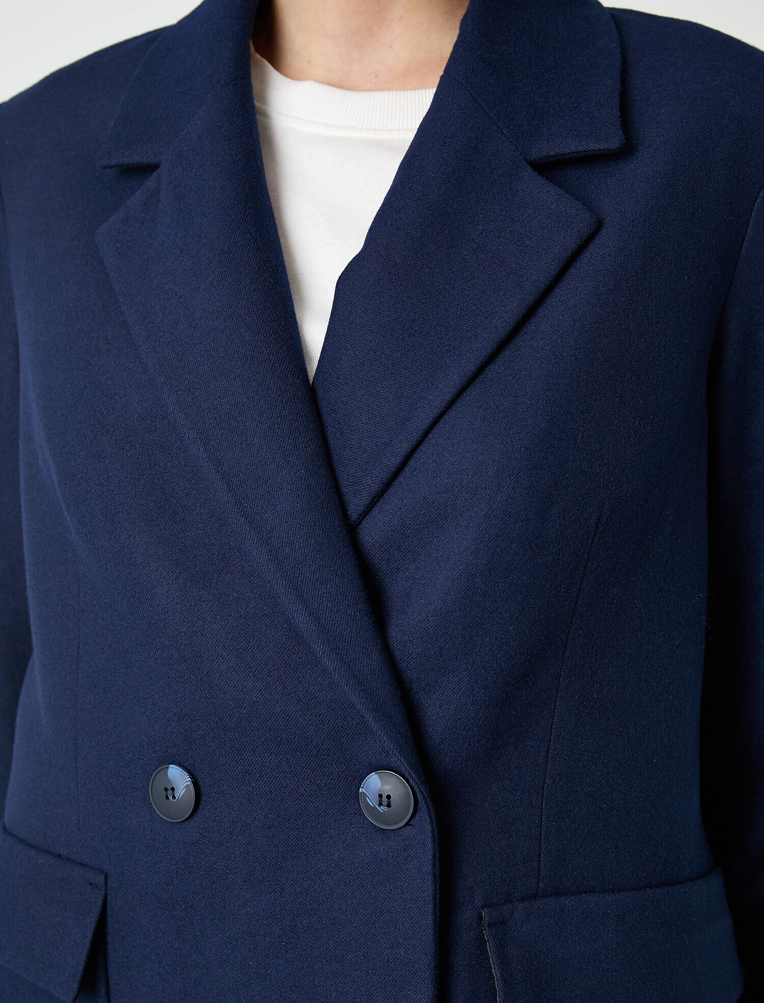   Kruvaze Düğmeli Katlı Yaka Blazer Ceket