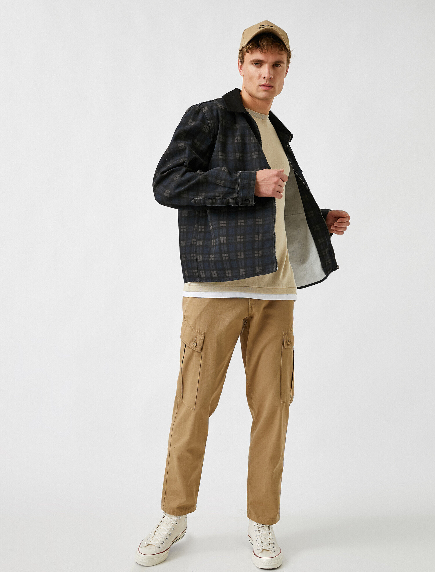   Fermuarlı Ekose Gömlek Ceket