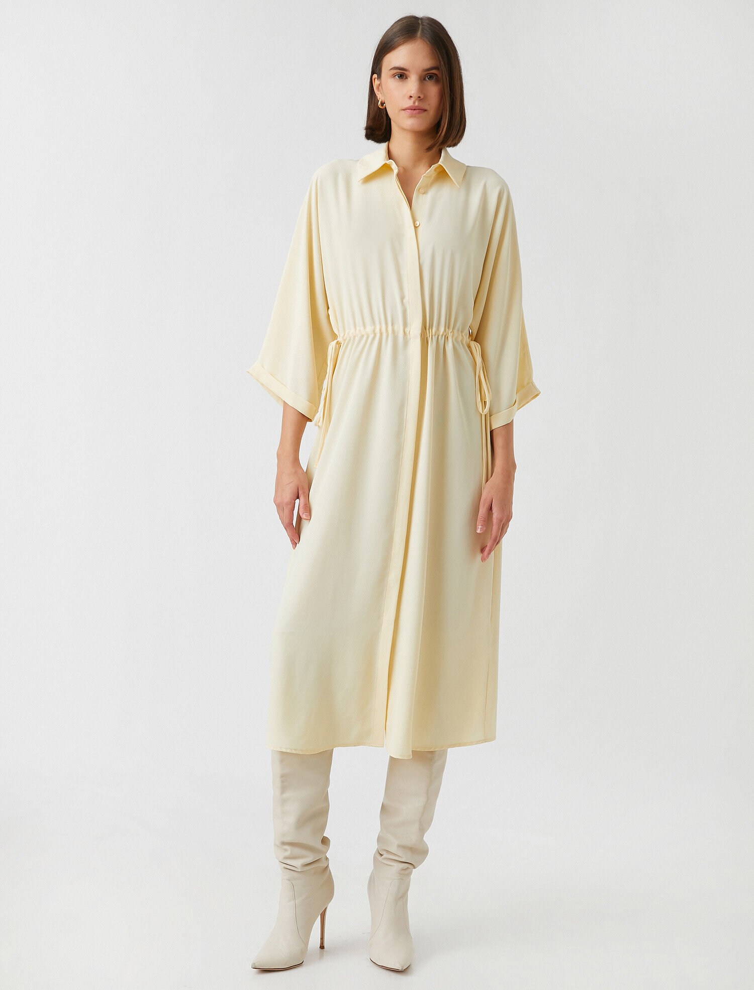   Düğmeli Midi Elbise