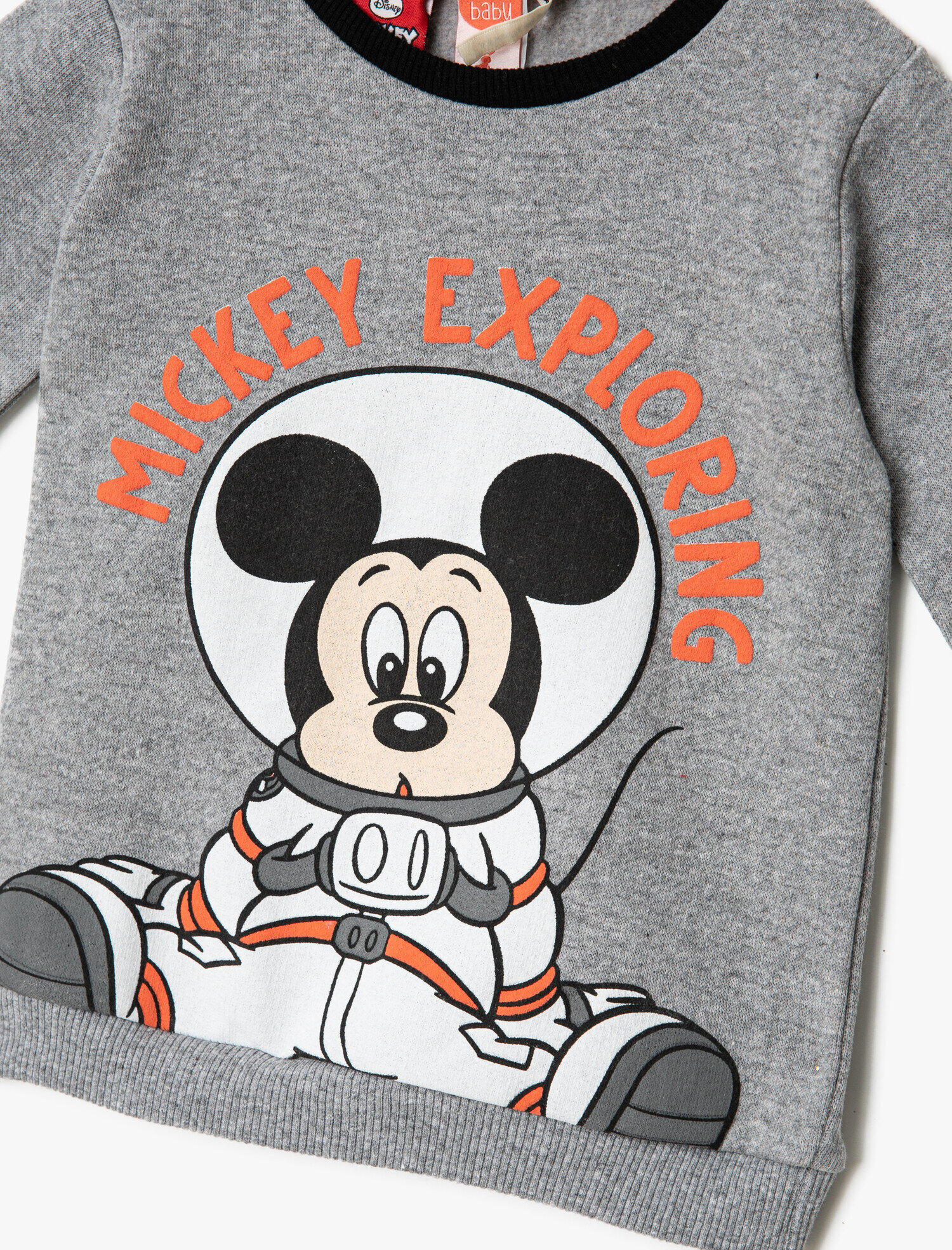 Erkek Bebek Mickey Mouse Baskılı Bisiklet Yaka Sweatshirt Lisanslı