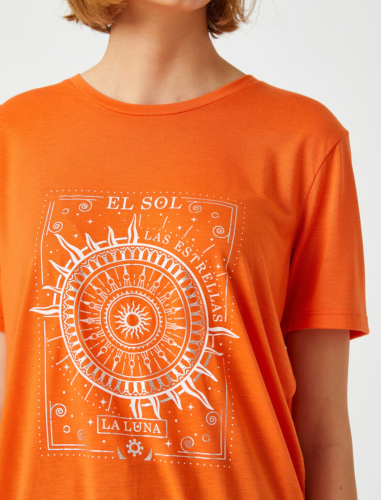   Bisiklet Yaka Baskılı Kısa Kollu Tişört