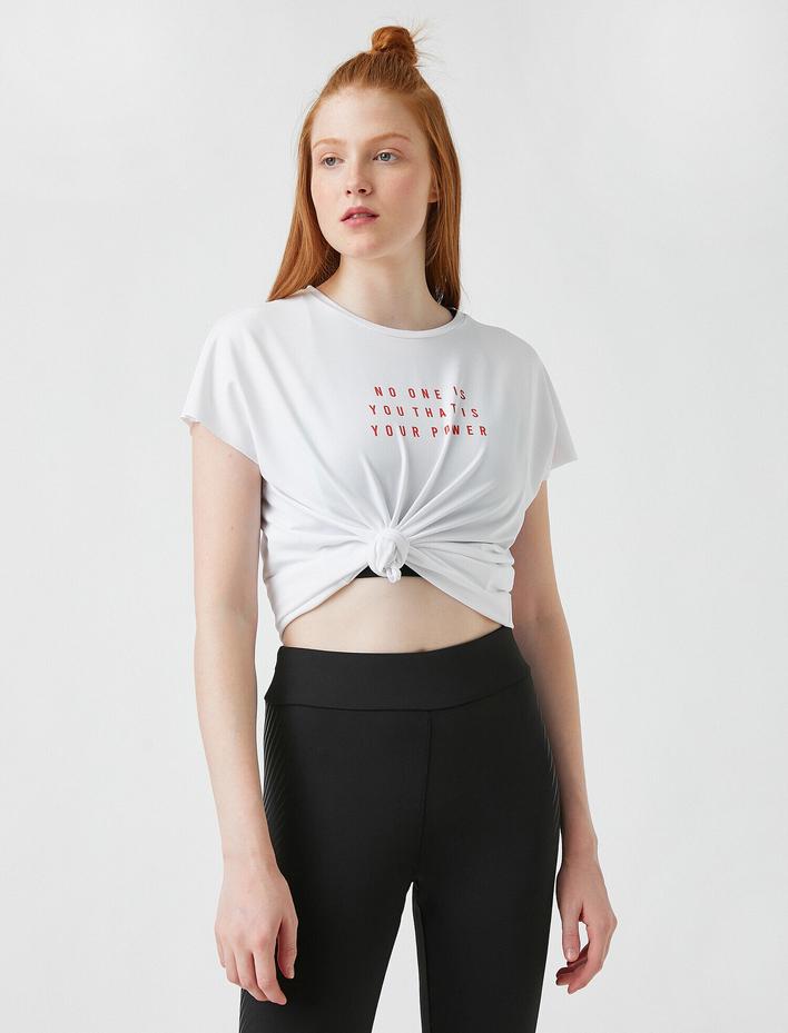  Bisiklet Yaka Baskılı Spor Tişört