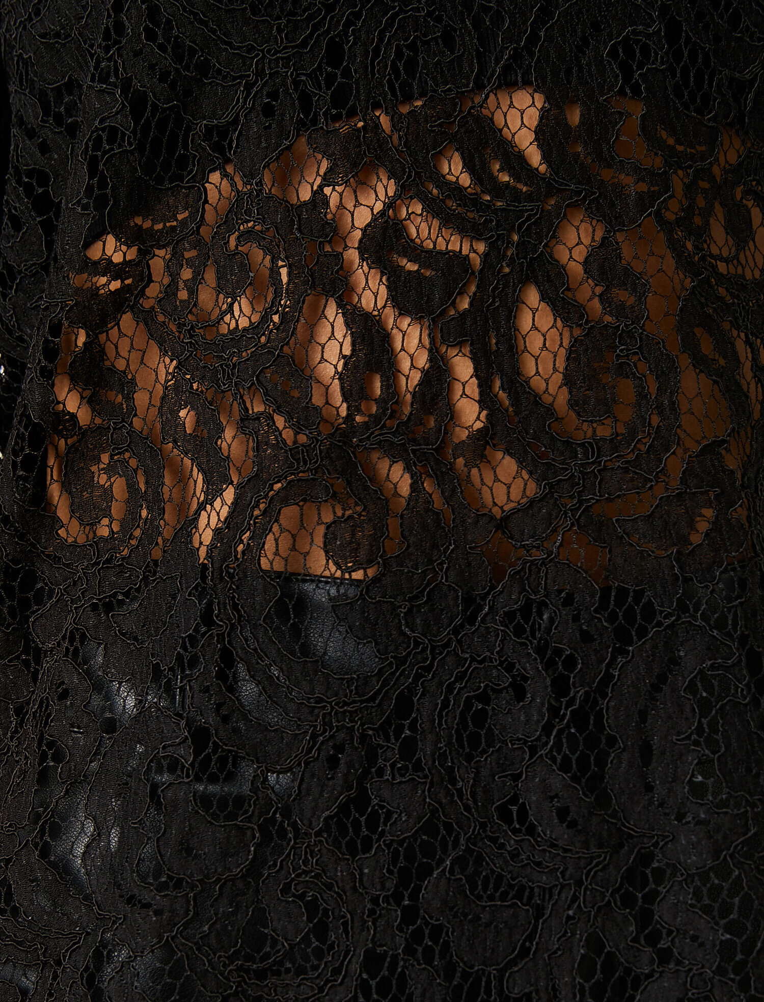   Bisiklet Yaka Kısa Kollu Dantel Tişört