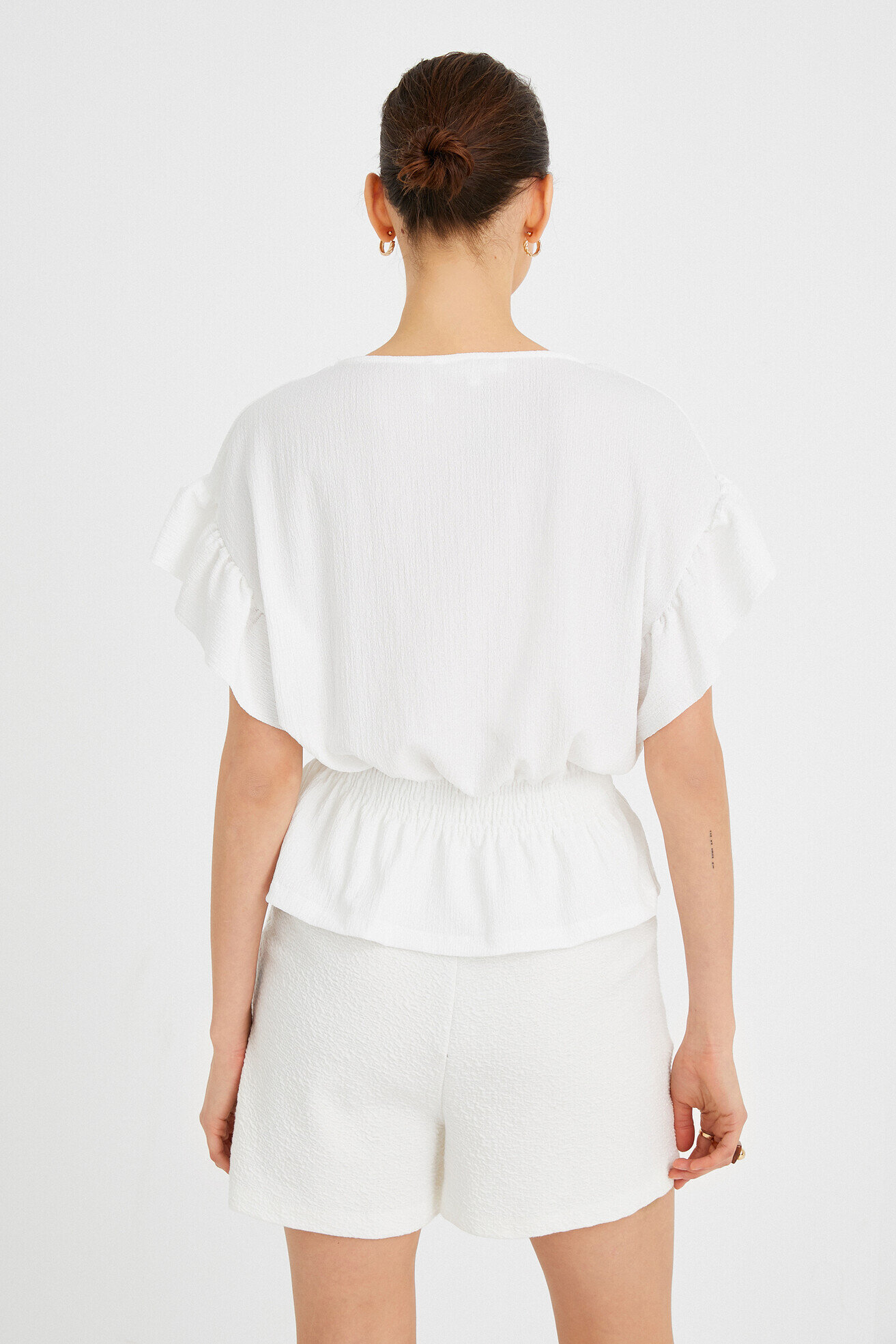   Fırfırlı Kısa Kollu Bluz