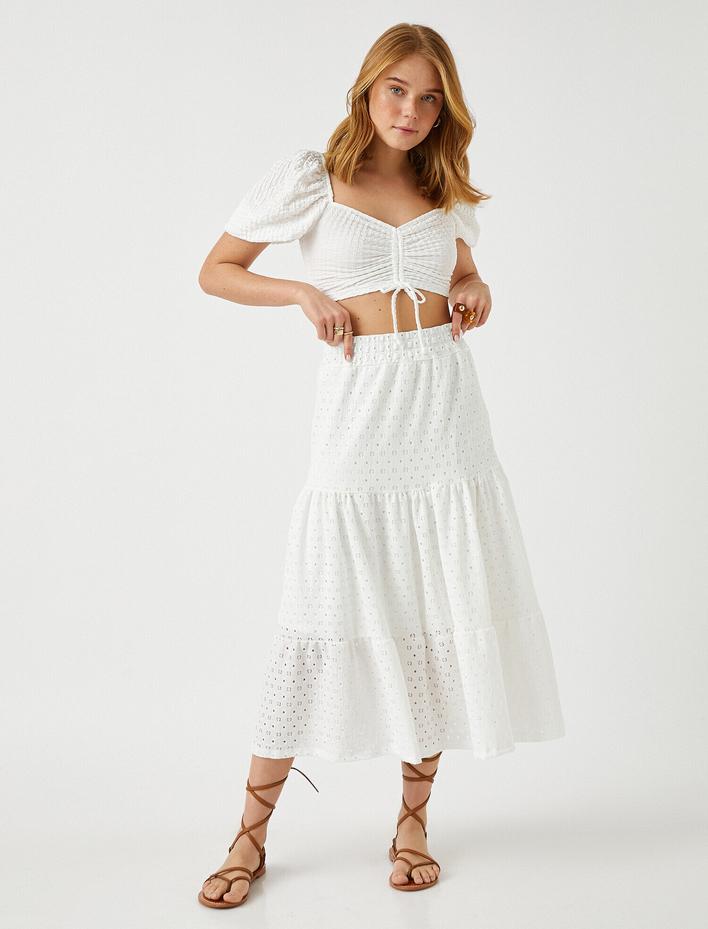  Beli Lastikli Fırfırlı Etek