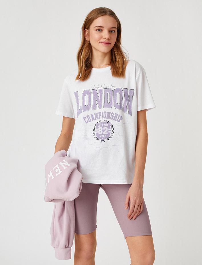  Baskılı Kısa Kollu Pamuklu Tişört