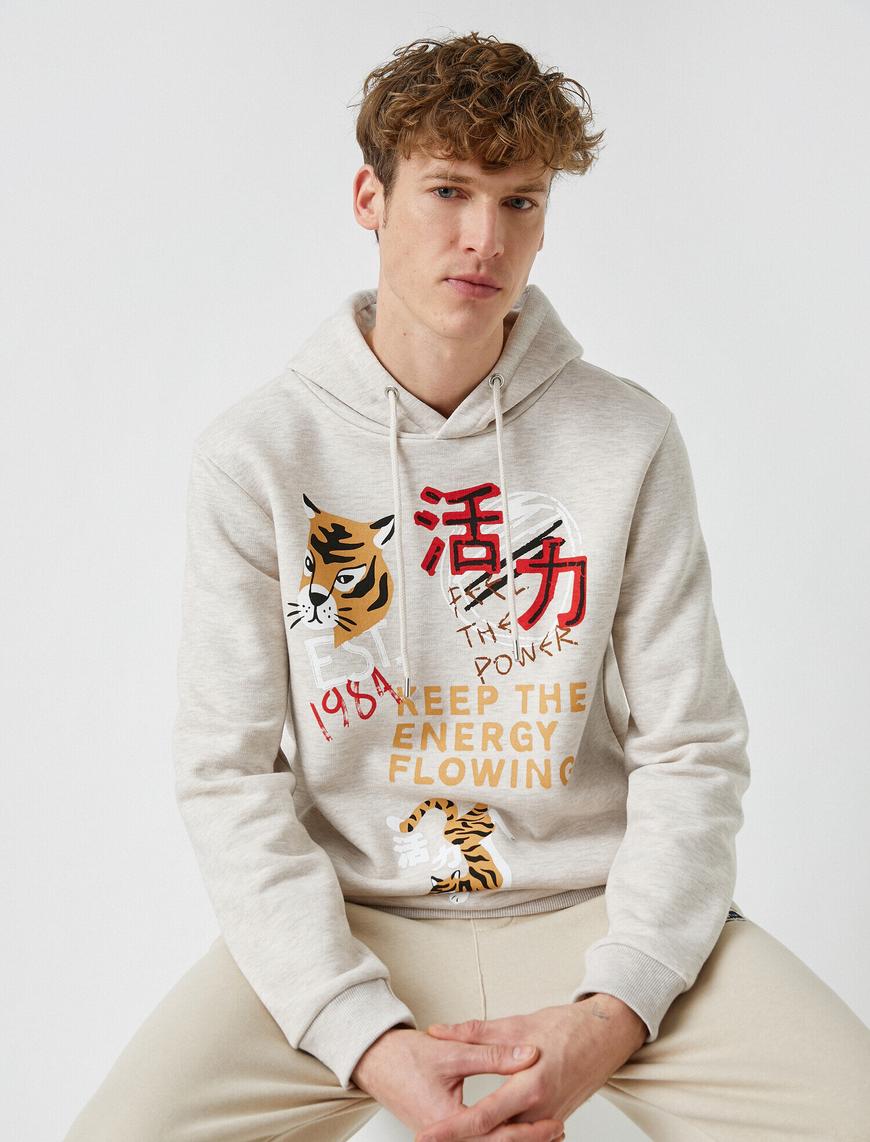   Kaplan Baskılı Kapüşonlu Sweatshirt