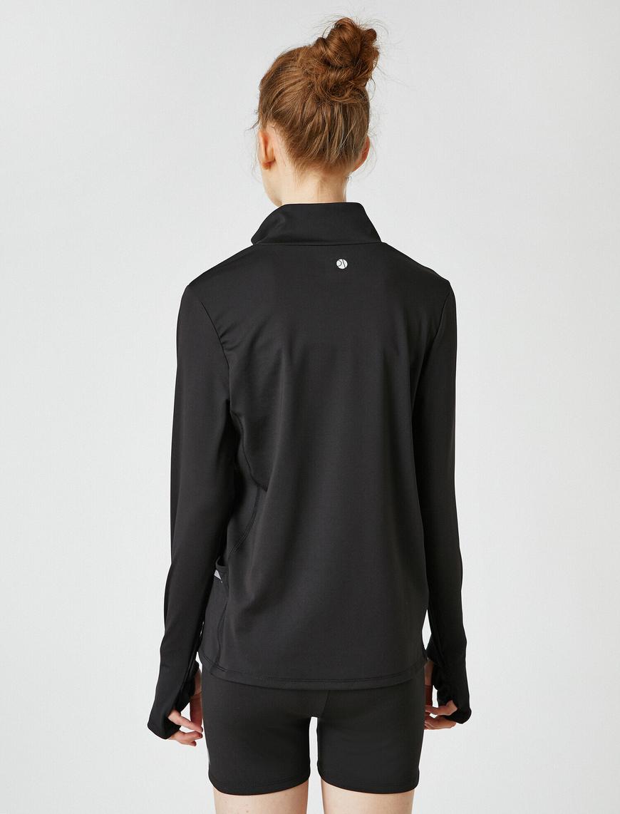   Fermuarlı Eldiven Detaylı Spor Sweatshirt
