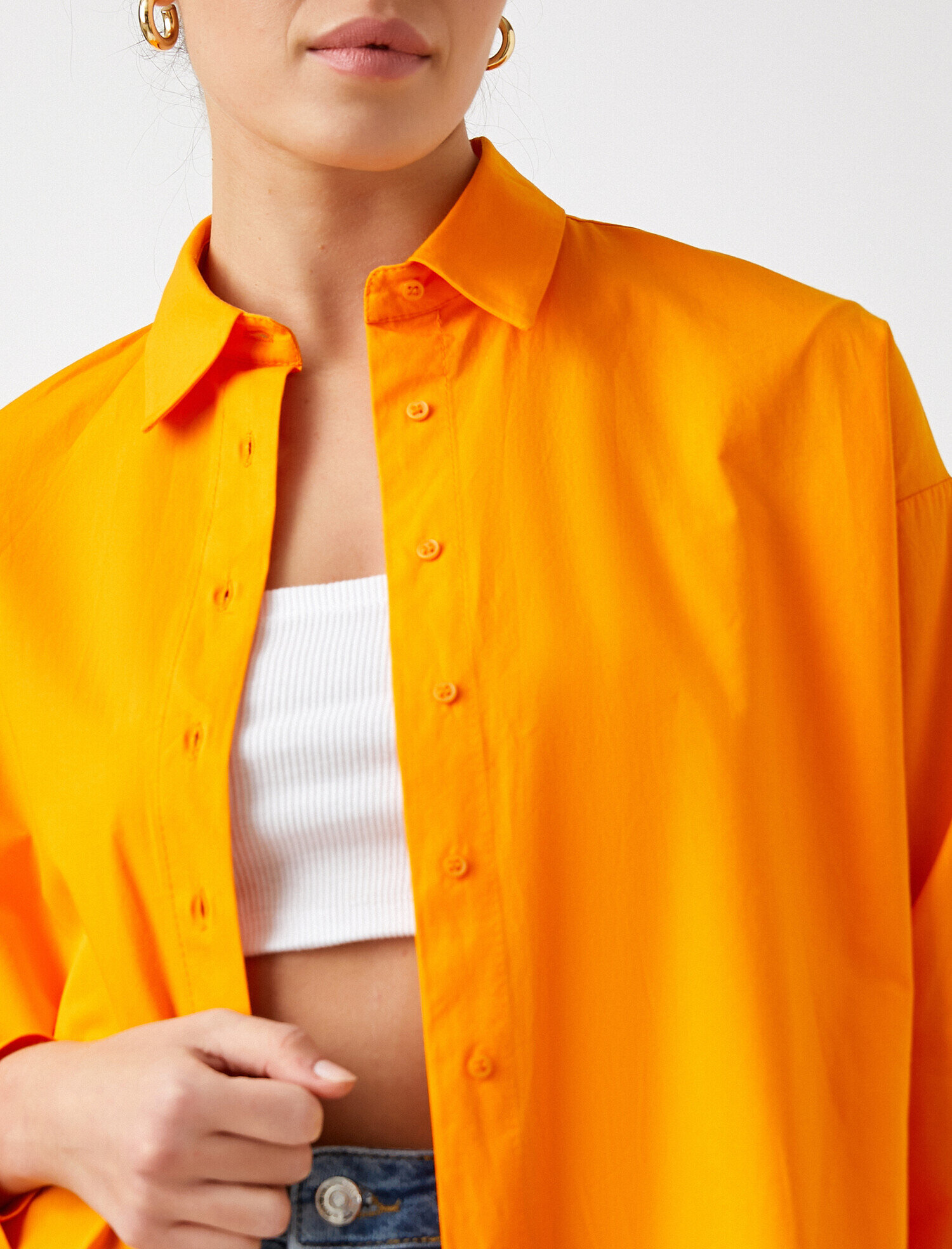   Uzun Kollu Poplin Gömlek Pamuklu